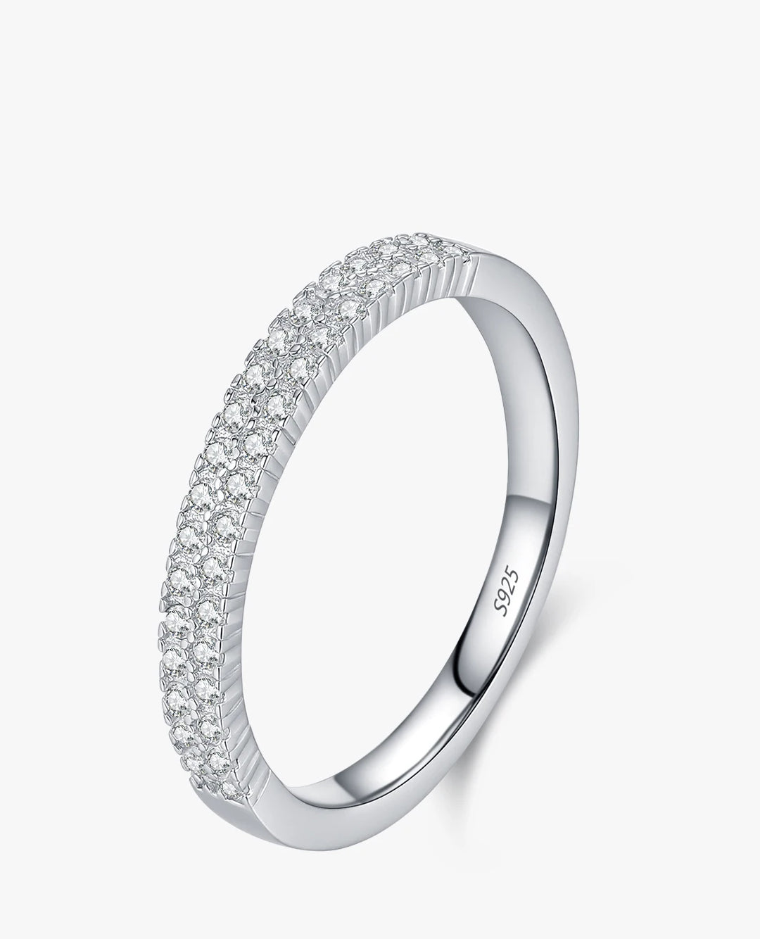 slim pavé moissanite ring