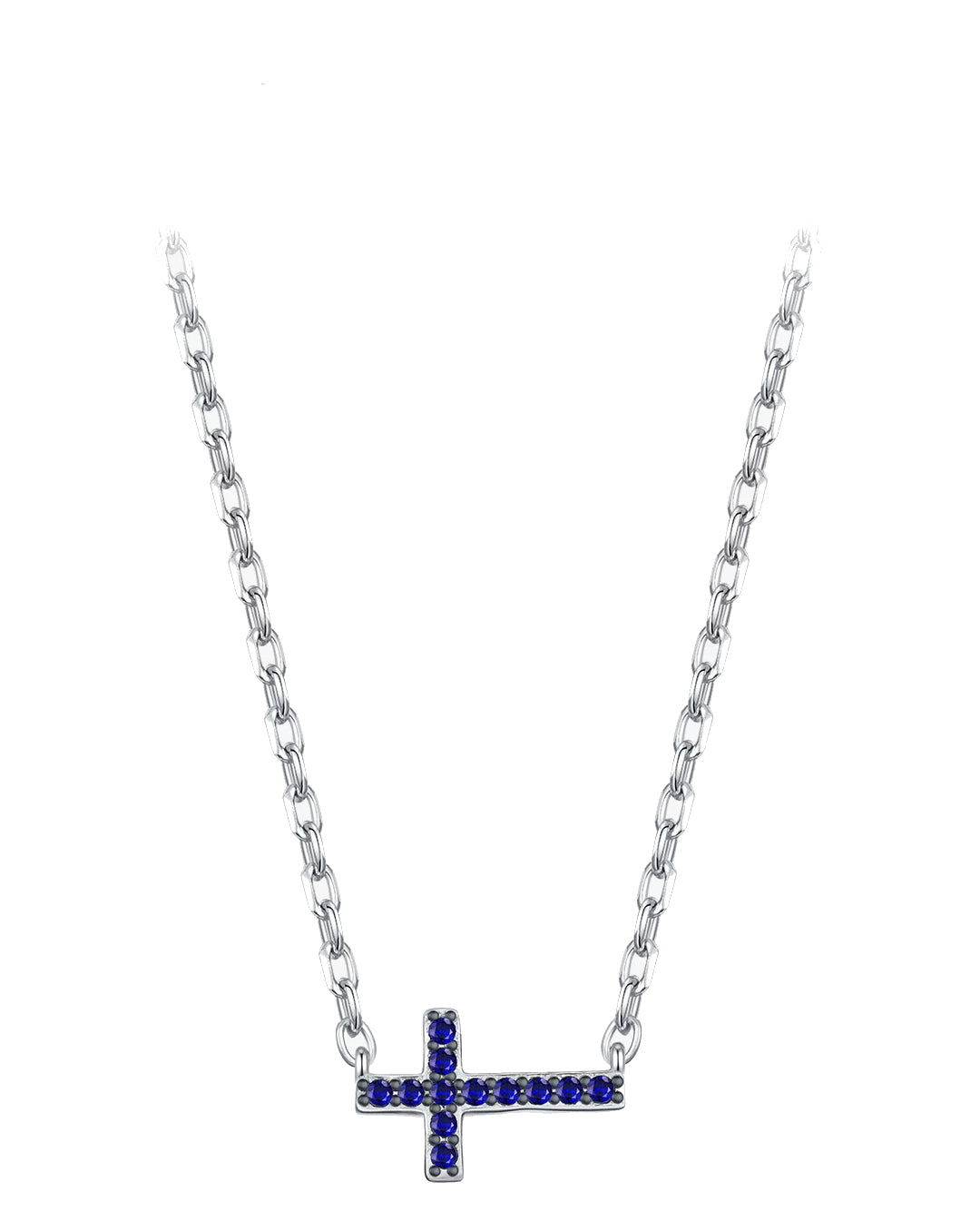 minimal blue cross necklace