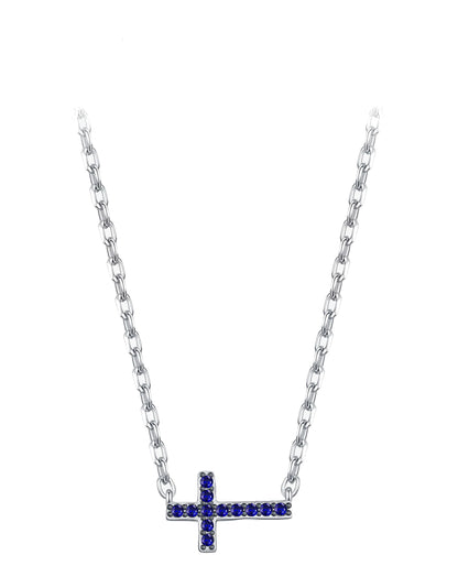 Minimal Blue Cross Necklace