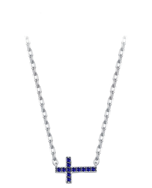 Minimal Blue Cross Necklace