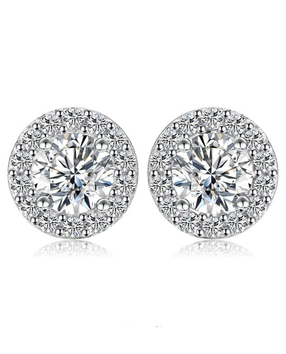 Gold-Plated Moissanite Halo Studs