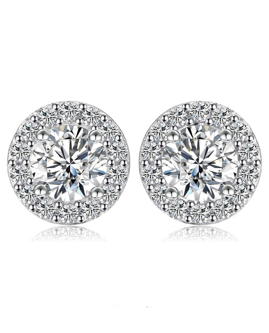 Gold-Plated Moissanite Halo Studs