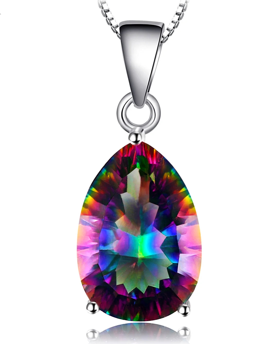 rainbow mystic quartz pear pendant