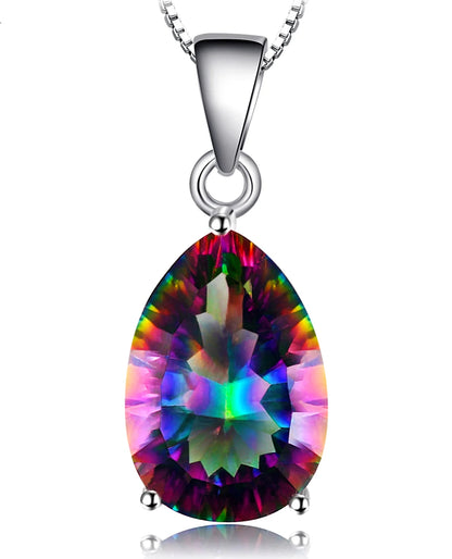 Rainbow Mystic Quartz Pear Pendant