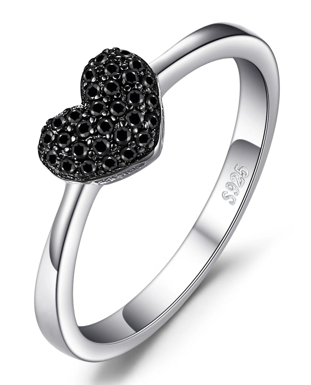 black spinel heart ring