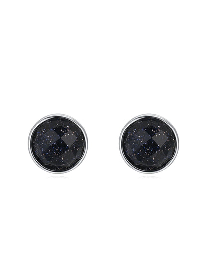 Minimal Black Aventurine Stud Earrings