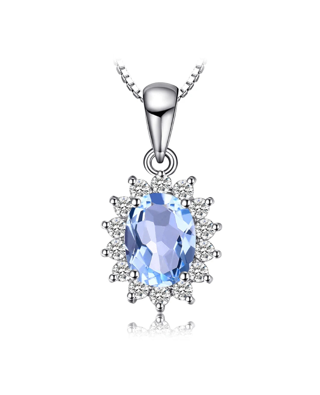 created blue sapphire oval pendant