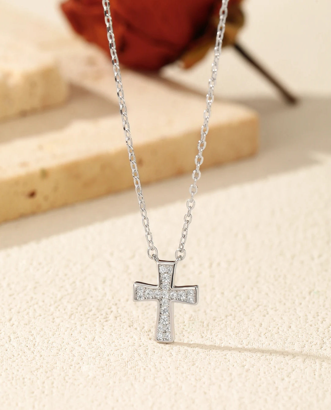 sterling silver moissanite cross jewelry set