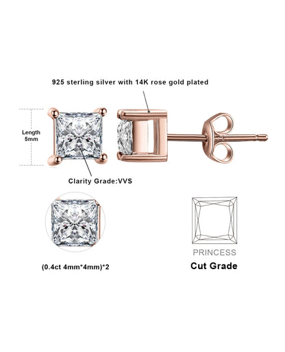 Rose-Gold Plated Princess Studs
