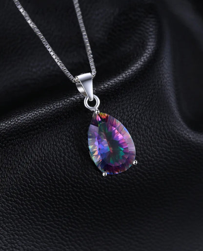 Rainbow Mystic Quartz Pear Pendant