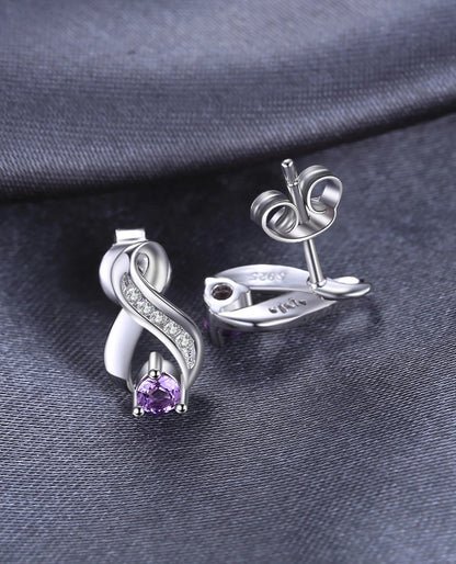 Purple Amethyst Studs with Infinity Detail