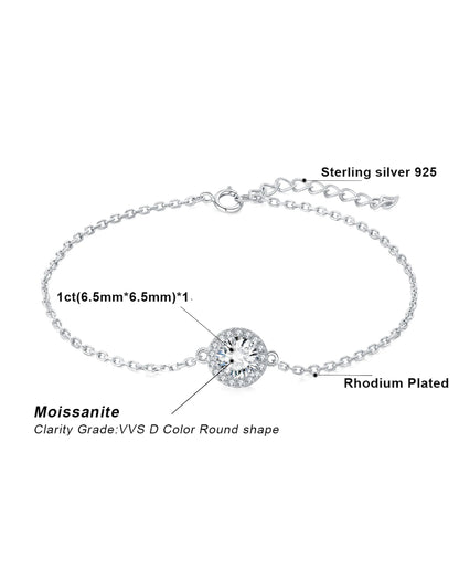 Rhodium-Plated Moissanite Bracelet