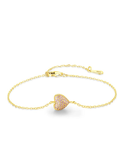 Pink CZ Heart Bracelet