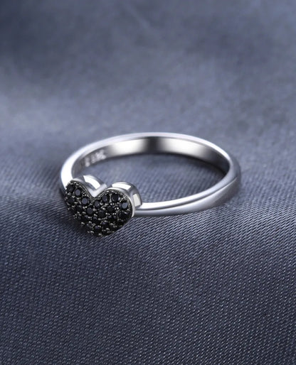 Black Spinel Heart Ring