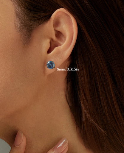 Tanzanite-Blue Zircon Stud Earrings