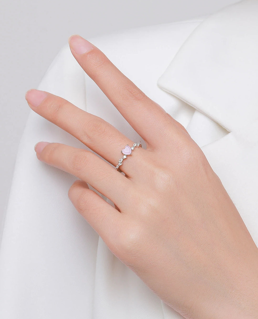 pink heart crystal ring