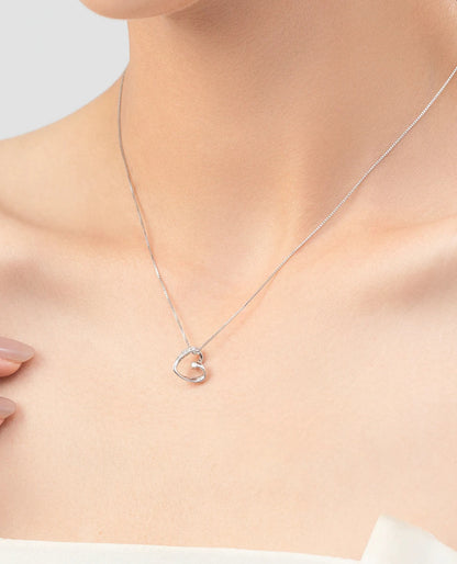 Minimal Heart Necklace with CZ