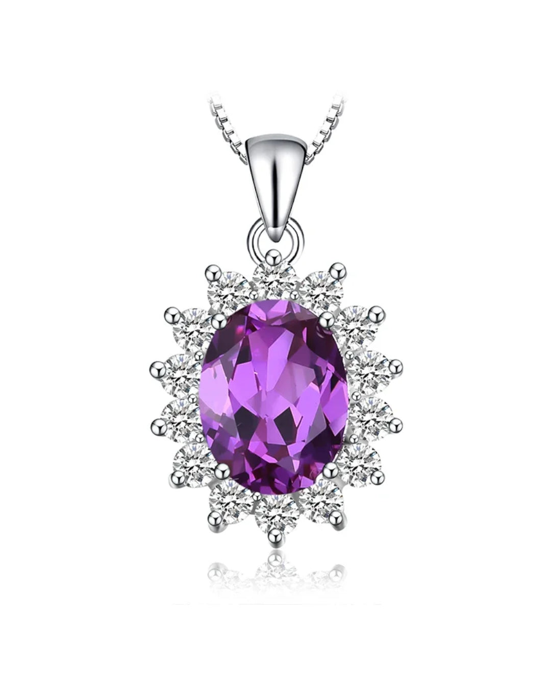 created blue sapphire oval pendant