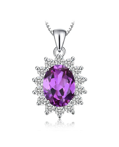 Created Blue Sapphire Oval Pendant
