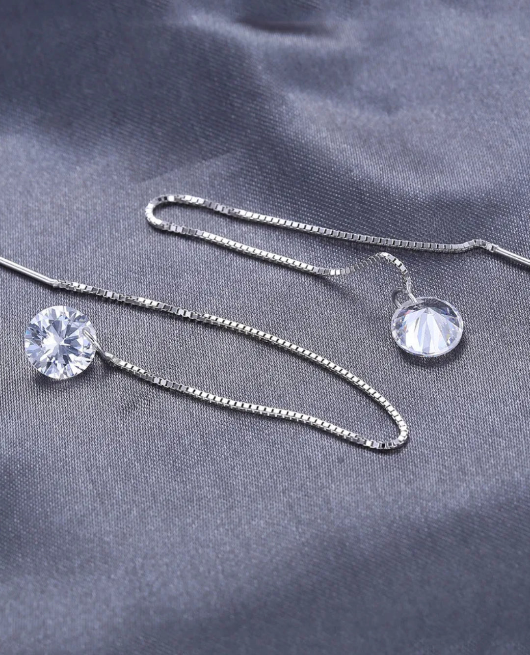 long drop thread earrings with cz