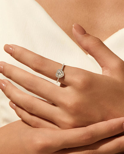 Heart Halo Moissanite Ring