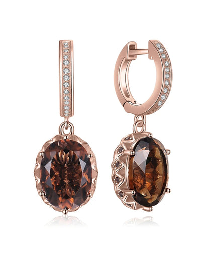 Oval Smoky Quartz Dangle Earrings