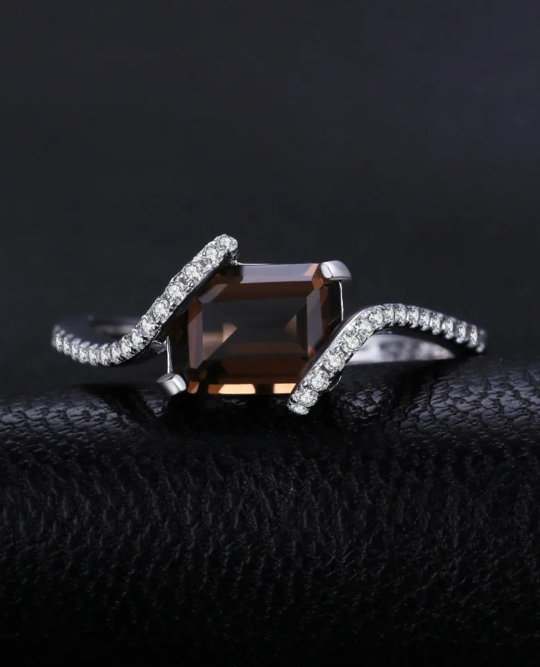 smoky quartz rectangle ring