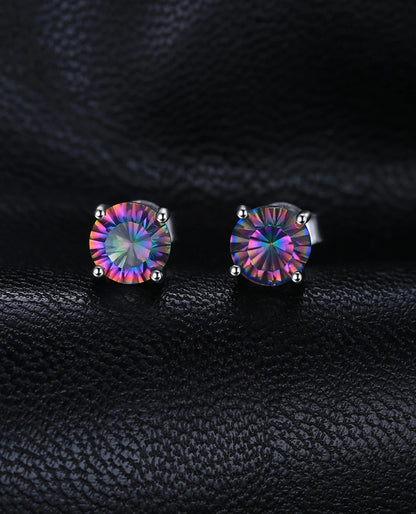Rainbow Mystic Quartz Stud Earrings