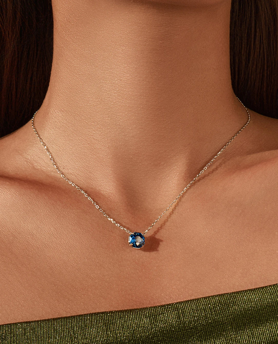minimal blue geometric pendant