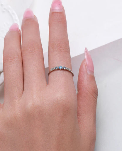 Minimal Blue CZ Stack Ring