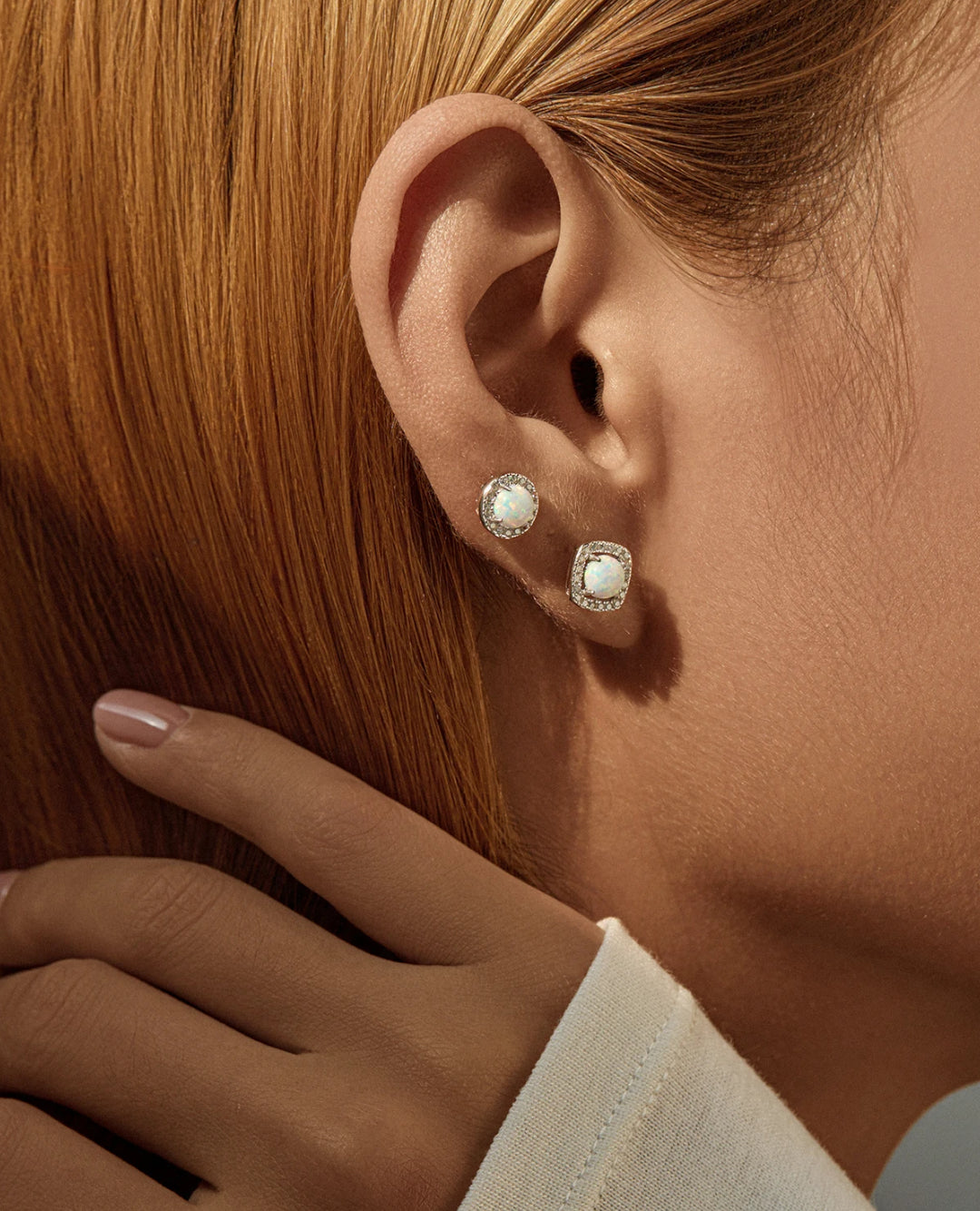 opal glow stud earrings
