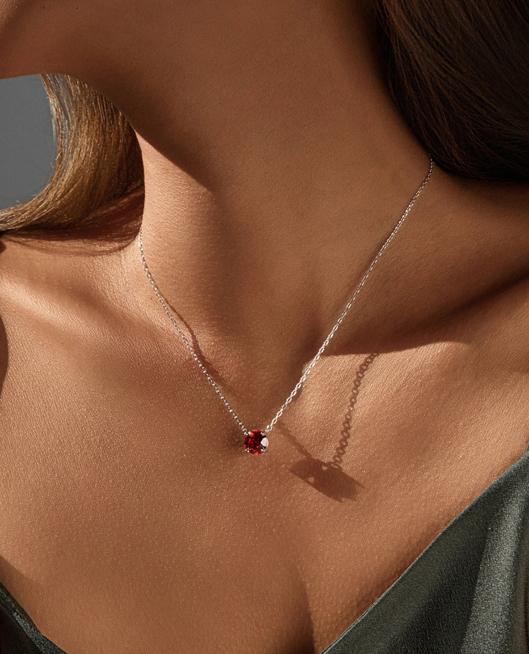red rose-cut cz necklace