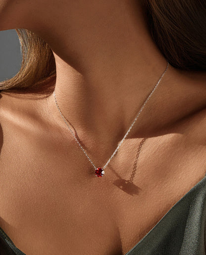 Red Rose-Cut CZ Necklace