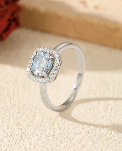 Cushion Halo Moissanite Ring