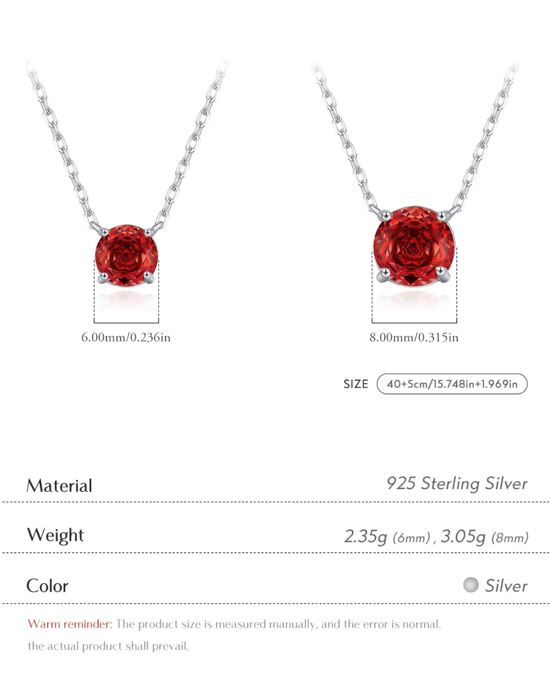 red rose-cut cz necklace