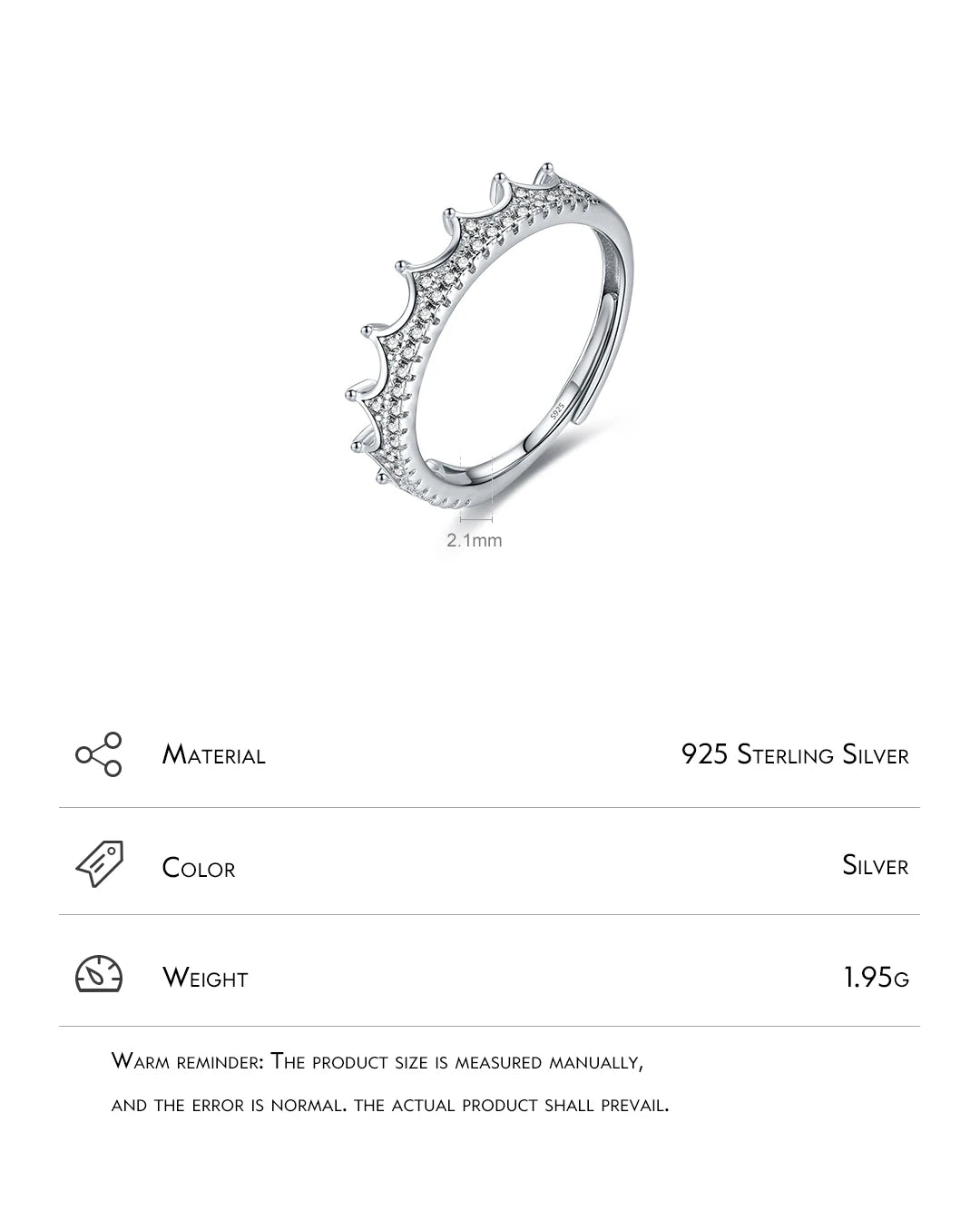 crown cz adjustable ring