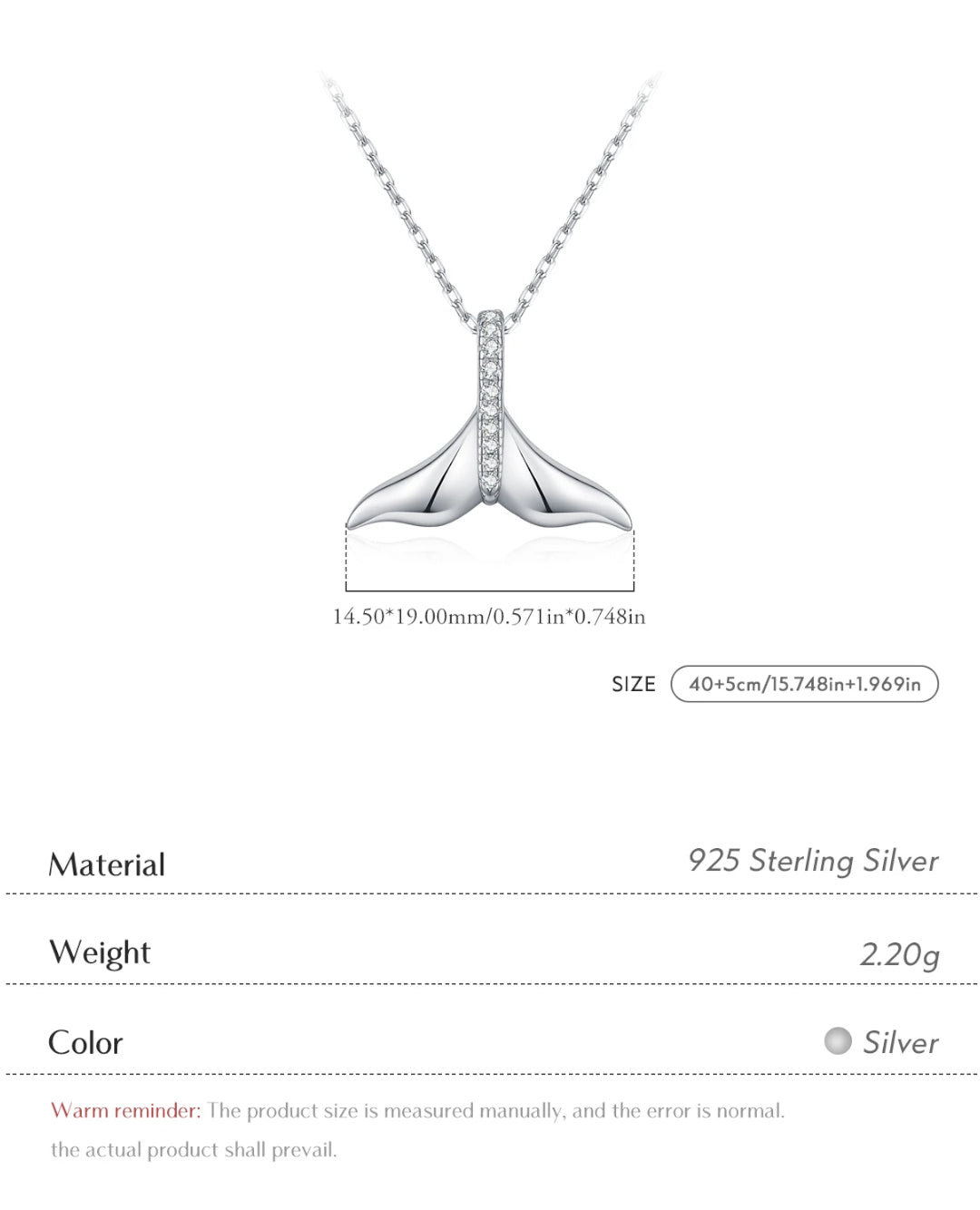 mermaid tail cz pendant necklace