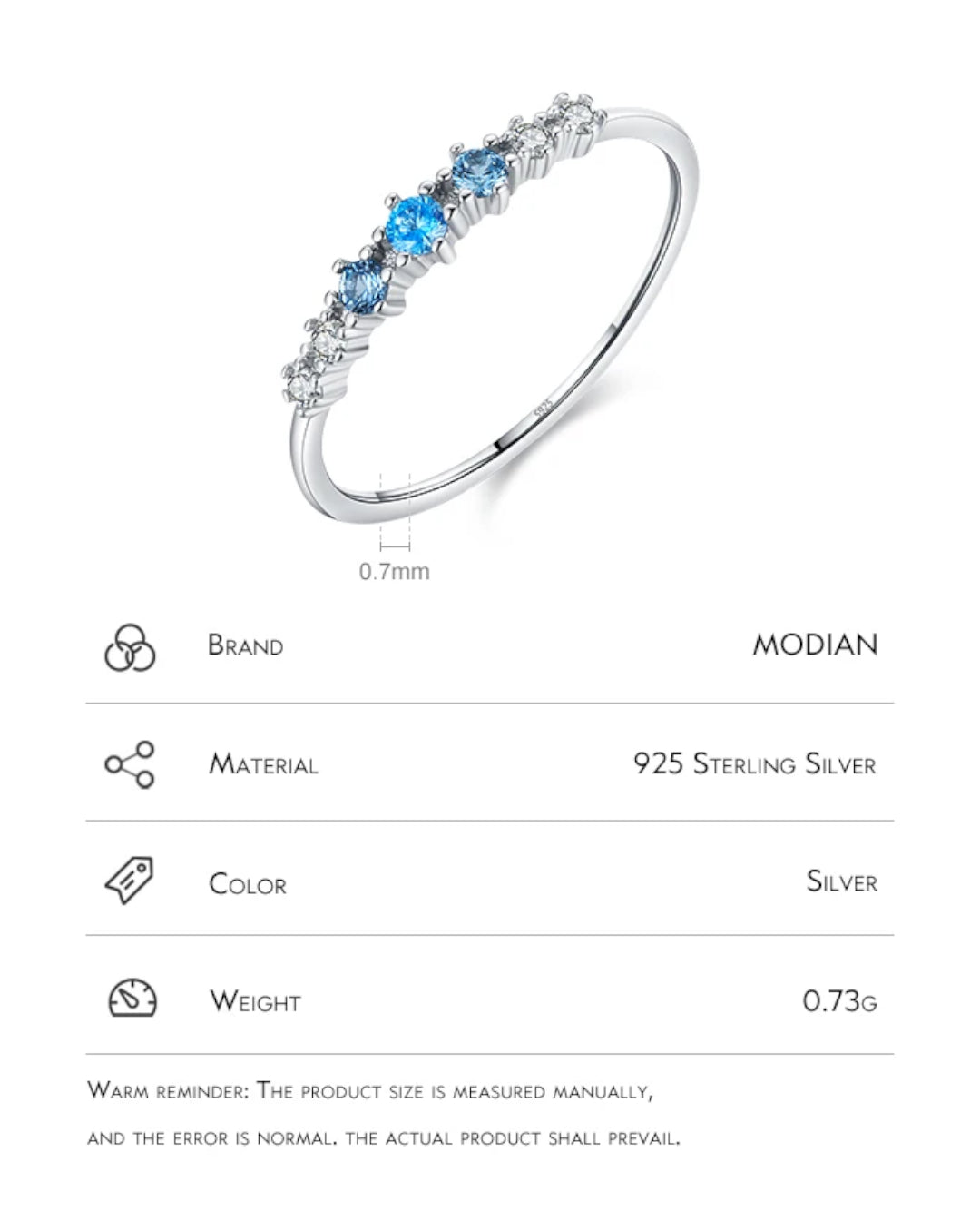 minimal blue cz stack ring