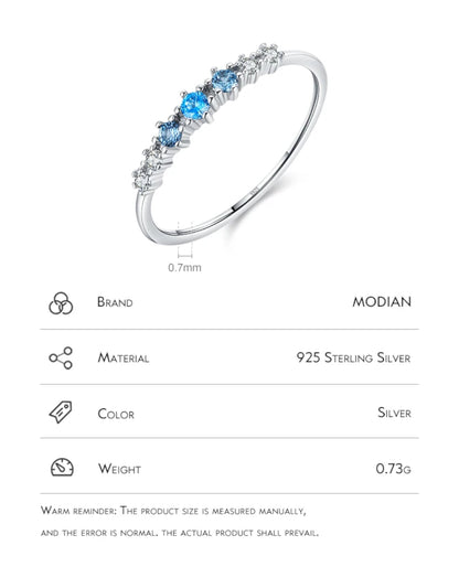 Minimal Blue CZ Stack Ring