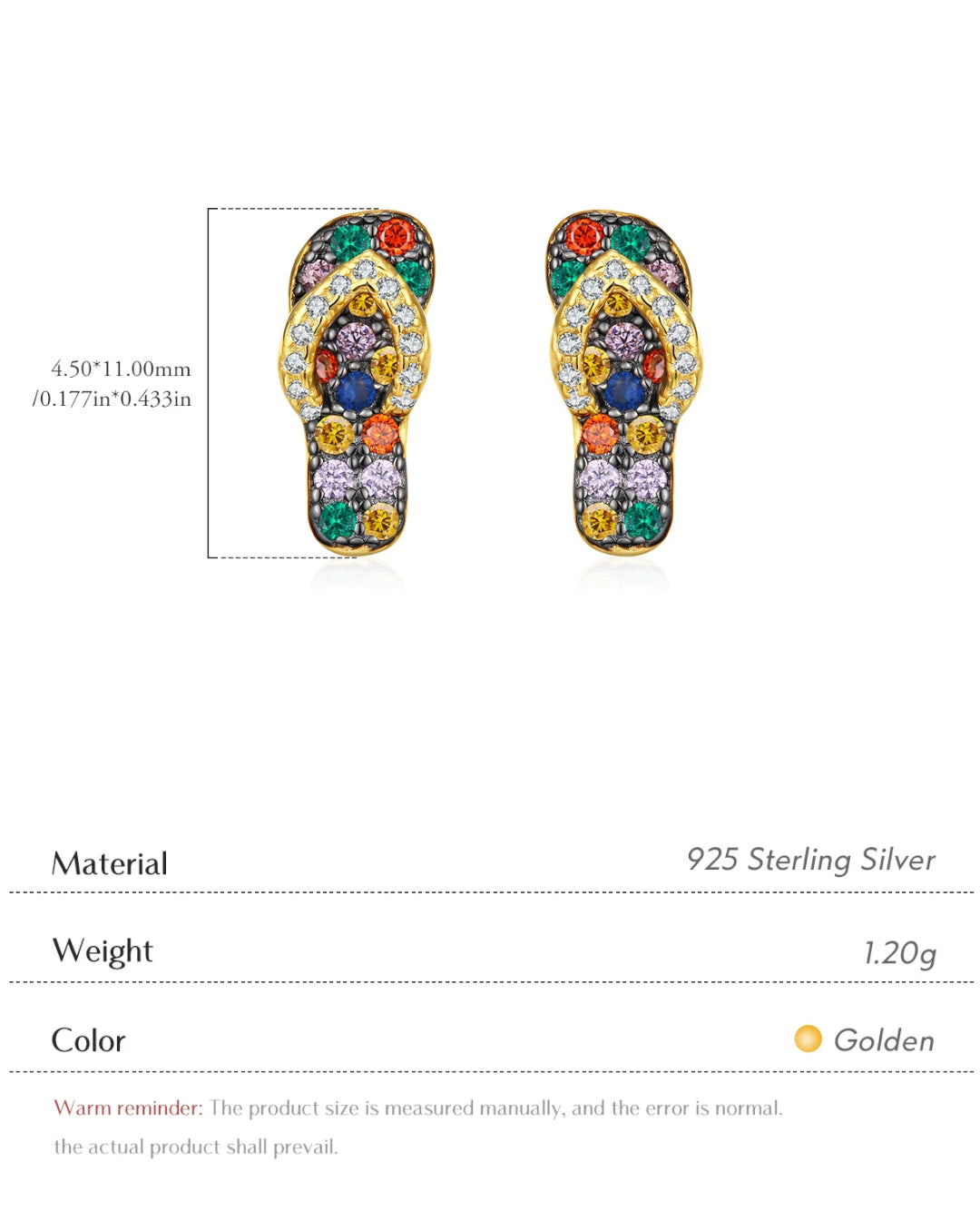 colorful slipper stud earrings