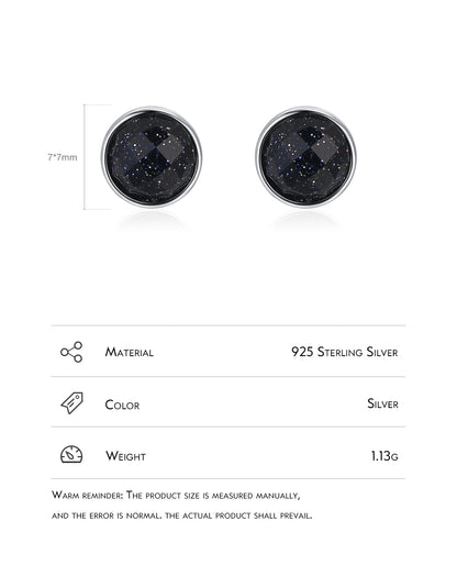 Minimal Black Aventurine Stud Earrings