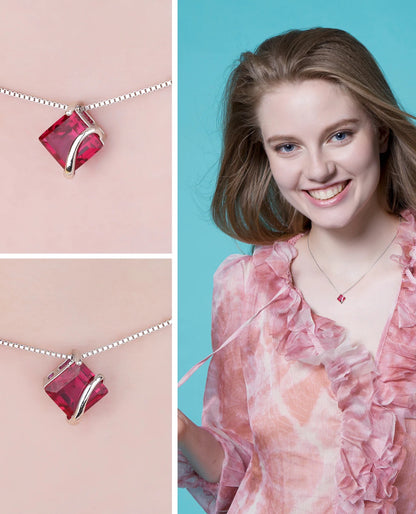 Square Created Ruby Pendant