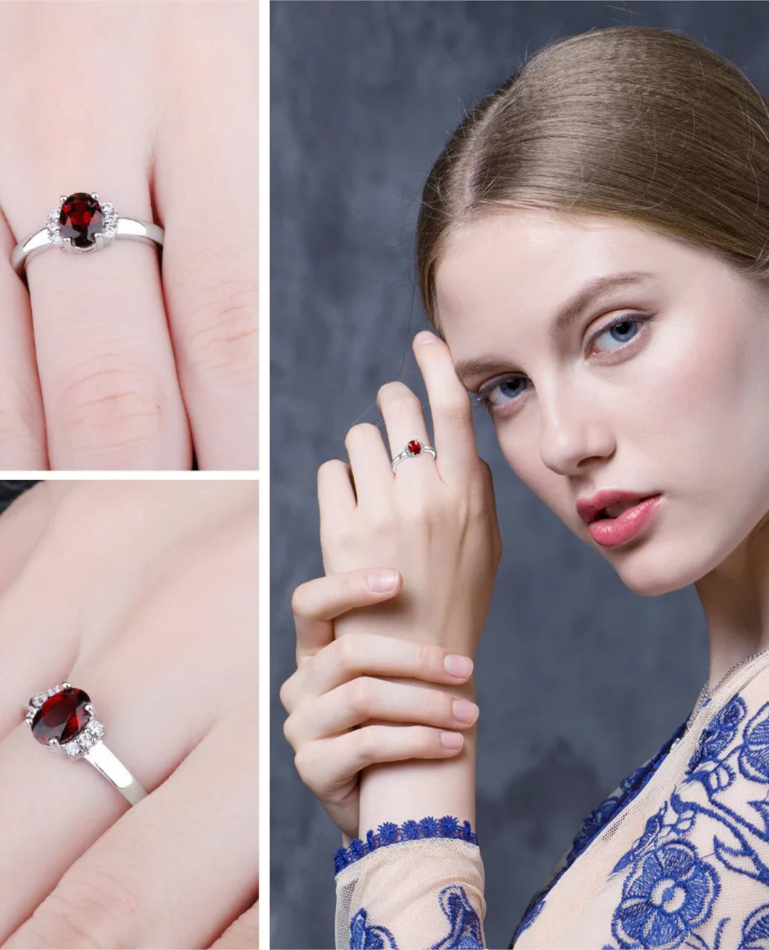 cocktail ring — oval red garnet