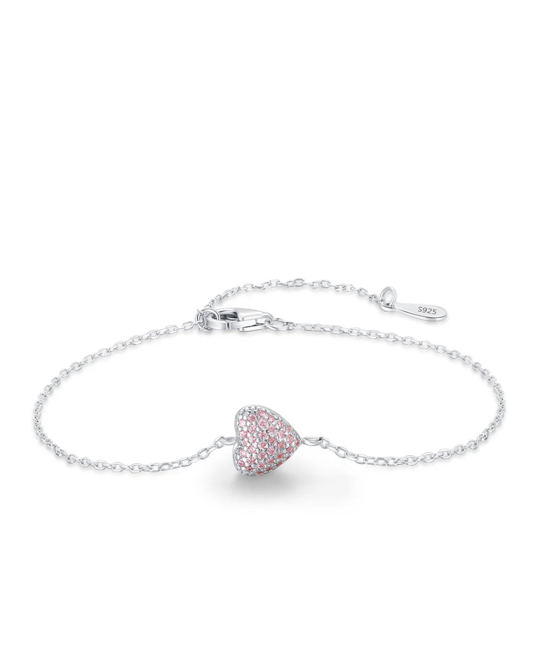 pink cz heart bracelet