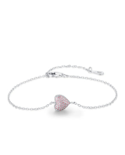 Pink CZ Heart Bracelet