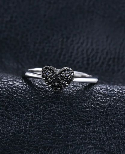 Black Spinel Heart Ring