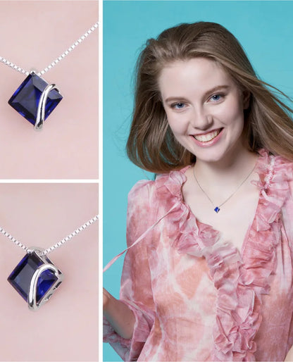 Blue Sapphire Square Pendant