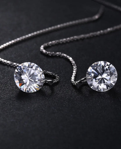 Long Drop Thread Earrings with CZ