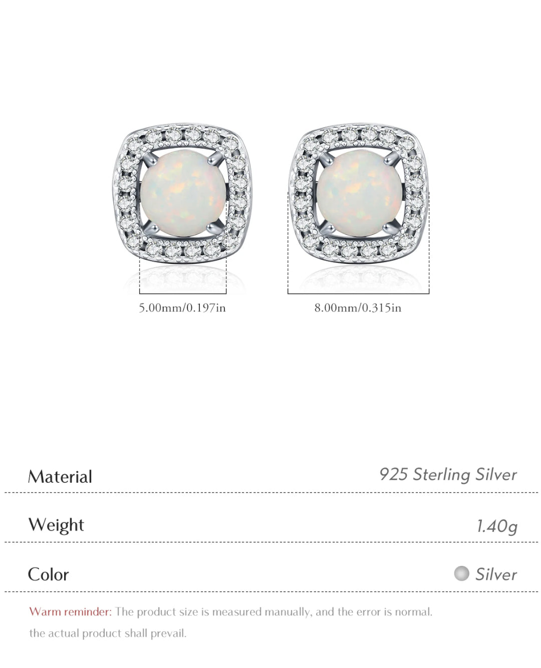 opal glow stud earrings