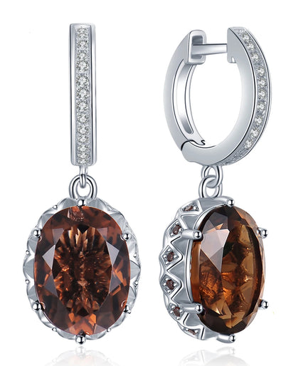 Oval Smoky Quartz Dangle Earrings